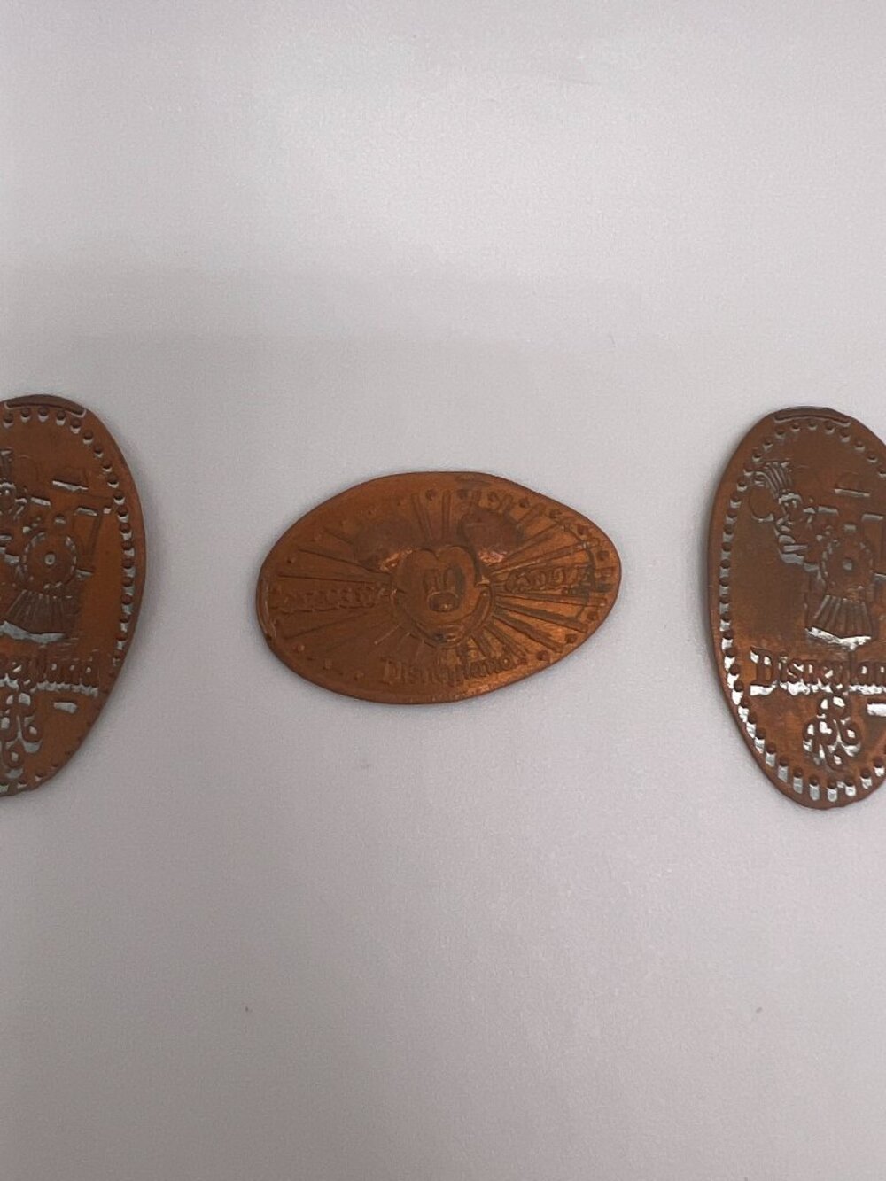 Set of 3 Disneyland Collectable Pressed Pennies, Vintage 80s 90s